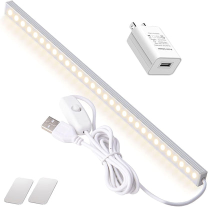 DWEPTU USB Powered Under Cabinet Lighting, 12" Tool-Free Mount Dimmable LED Strip for Pantry & Workspace