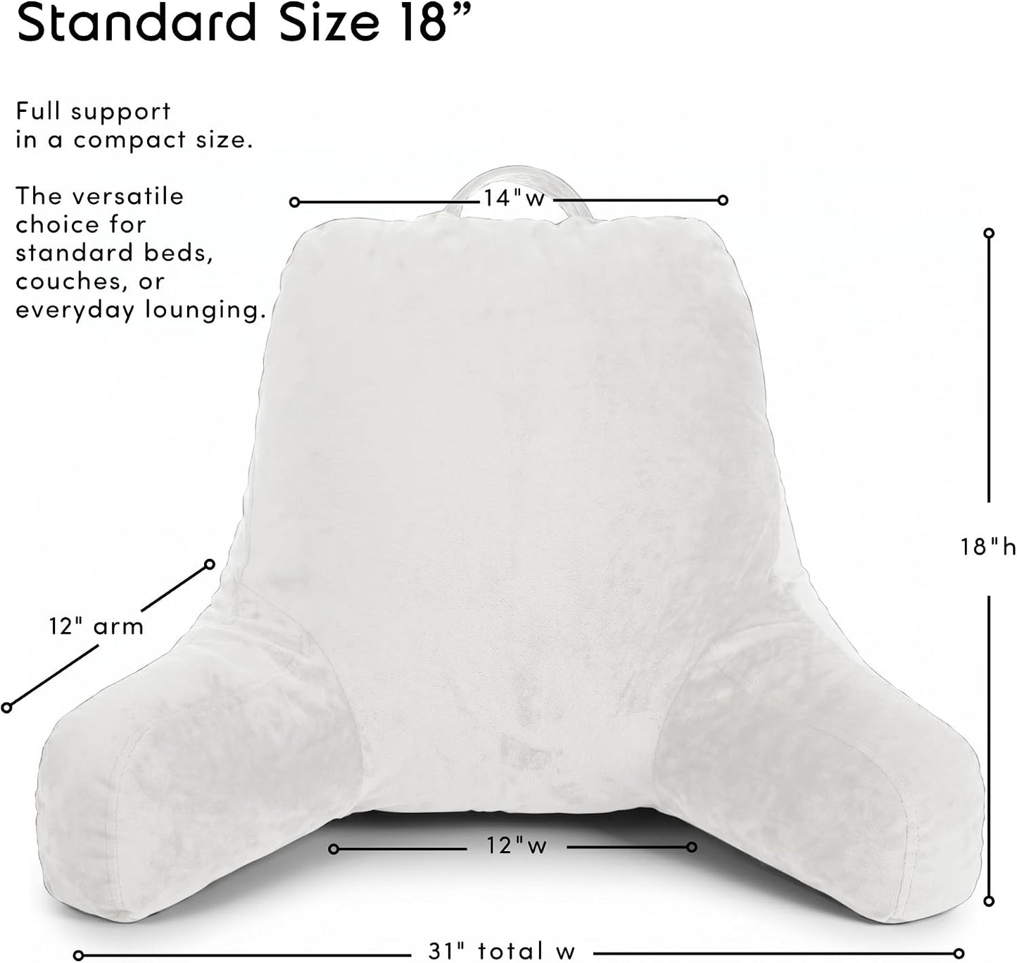 Nestl Reading Pillow with Shredded Memory Foam, Designed for Sitting Up in Bed and Couch, Back and Arms Adjustable Support for Adult & Teens Backrest Pillows for Reading, with Washable Cover Dark Grey