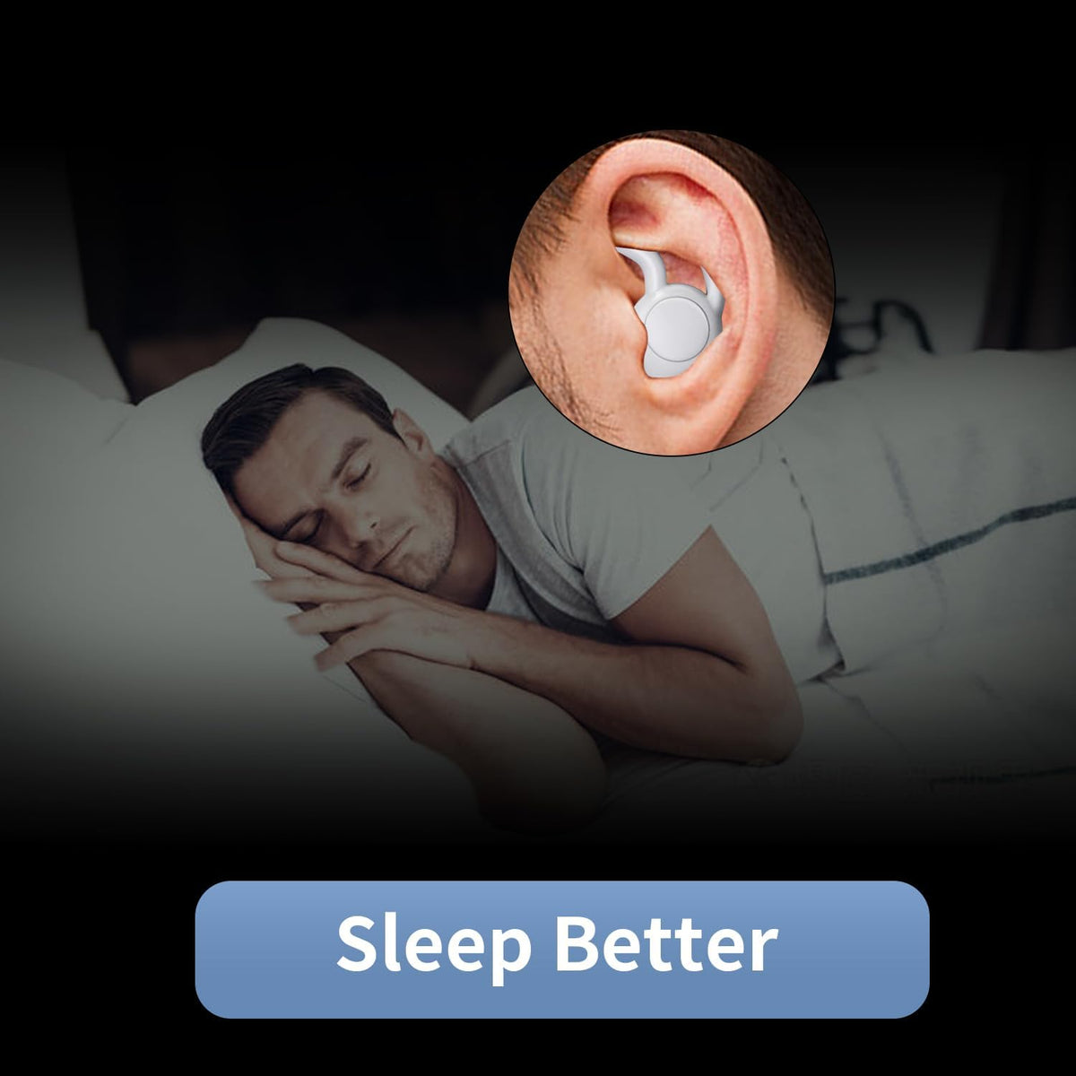 Noise Reduction Ear Plugs, NRR 50dB Ultra Comfortable Silicone Reusable Ear Plugs for Sleeping, Snoring Swimming, Studying, Concerts, Noise Cancelling and Hearing Protection Black