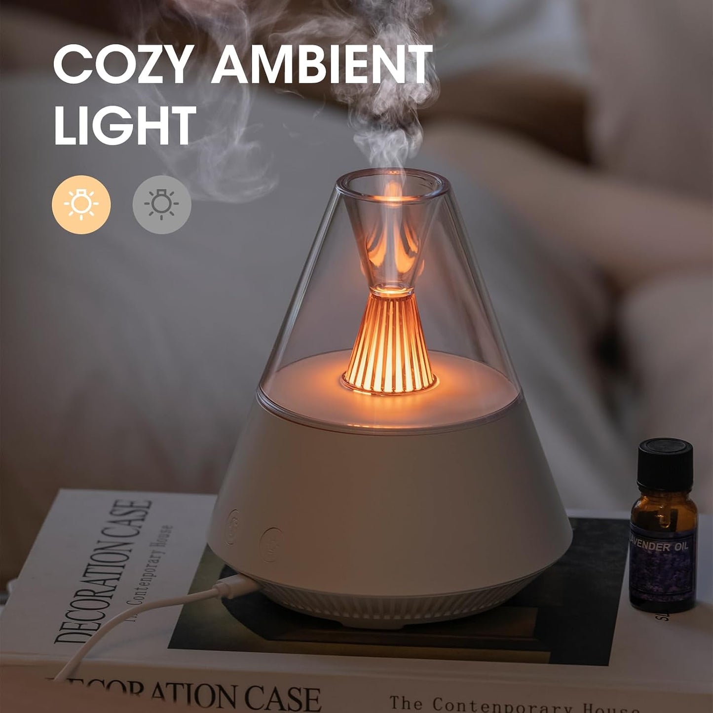 Ultrasonic Essential Oil Diffuser, 150ML Modern Aromatherapy Diffuser with Candle Light, 2 Mist Mode, Remote Control, Auto-Off, Small Cool Mist Humidifier for Home Bedroom Office Yoga, Black