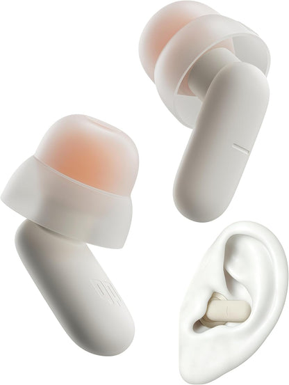 Ear Plugs for Sleeping Comfortable Mid Noise Cancelling Earplugs | All-night Wear without Ear Pain for Side Sleeper Patent Qufits Eartips 23dB Reusable Earplugs for Sleep, Travel - Black