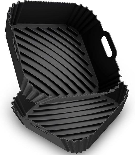 Air Fryer Silicone Liners 2 Pack, Reusable Square Air fryer Basket Liners, 4-6Qt Silicone Baking Tray for Instant Air fryer, Oven Microwave Pot Accessories, Food Grade Kitchen Gadgets