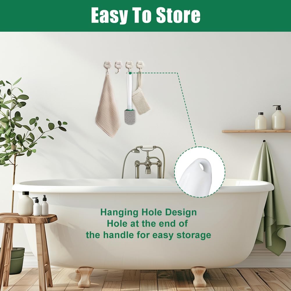 AUAUY 6 Pack Pumice Stone with Handle, Toilet Bowl Pumice Stone for Cleaning, Hard Water Toilet Ring Remover, 1 Handle + 6 Pumice Stones for Cleaning Toilets, Bathtubs, Grills, Kitchen Sink