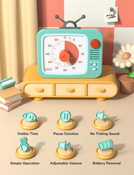 LIORQUE Visual Timer for Kids with Pause, 60 Minute Countdown Timer, Green