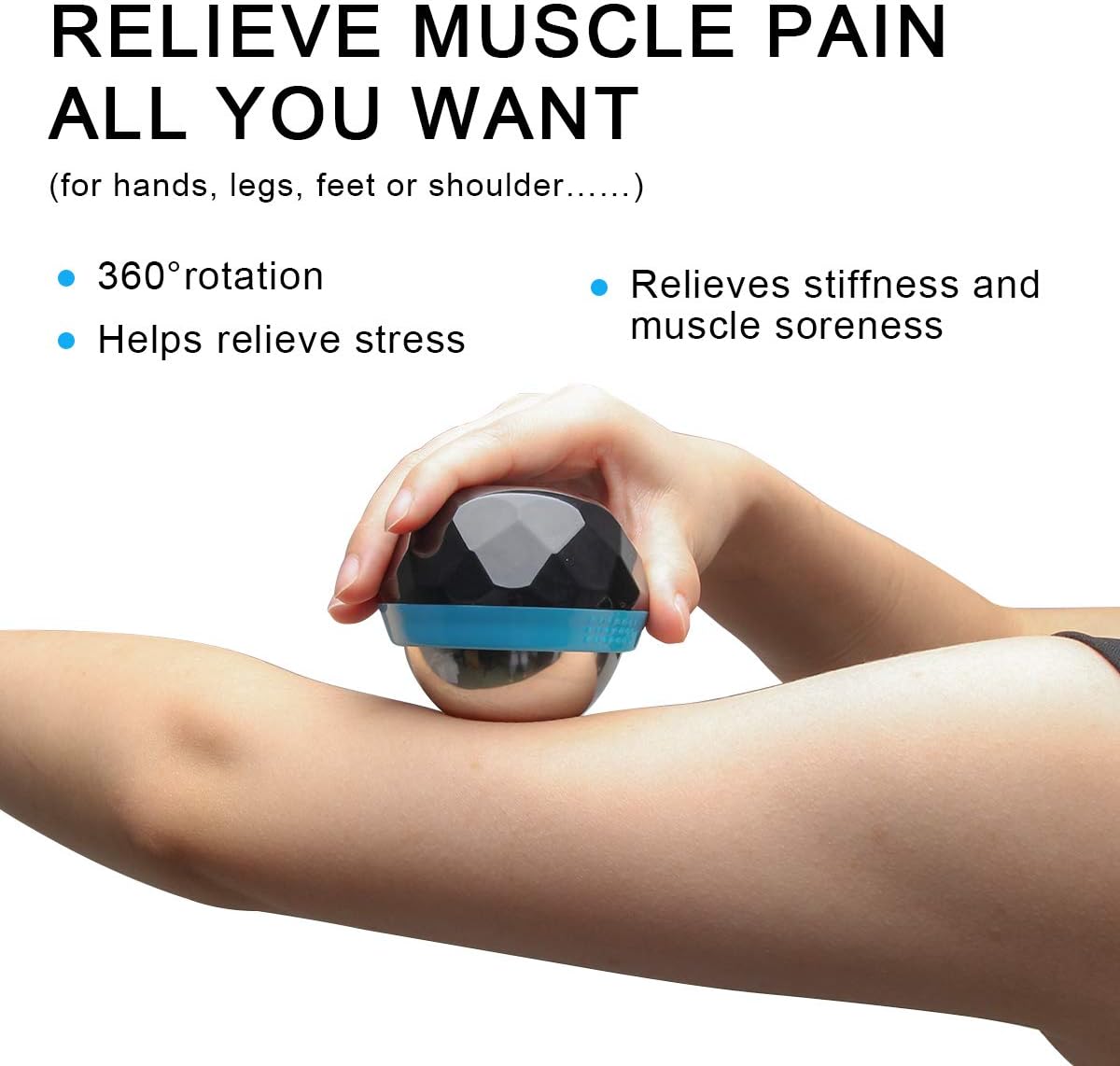 Coolrunner Cold Massage Roller Ball, Cryosphere Cold Massage Ball- Heat Therapy & Cold Therapy Relief with Cold Gel Core- Helps with Muscles Recovery and Inflammation for Shoulders, Neck (Black Blue) | Heat Therapy & Cold Therapy Relief, Helps with