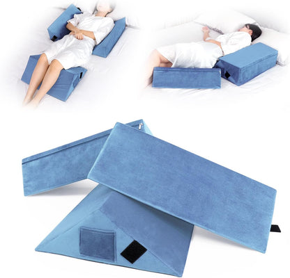 Fanwer Positioning Wedge Pillow for Side Sleeping (3 in 1), 40 Degree Triangle Bed Wedges & Body Positioners for Back Pain, Preventing Bedsores, After Surgery, Knees Elevated, Pregnancy