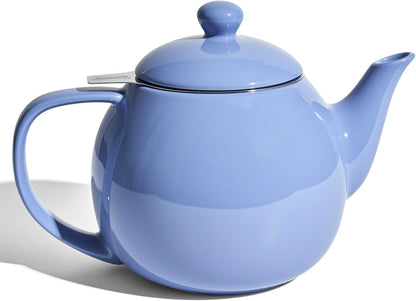 Sweese Teapots for Tea, 27 oz Porcelain Tea pot with Removable Stainless Steel Infuser, Tea Pots for Loose Tea - White
