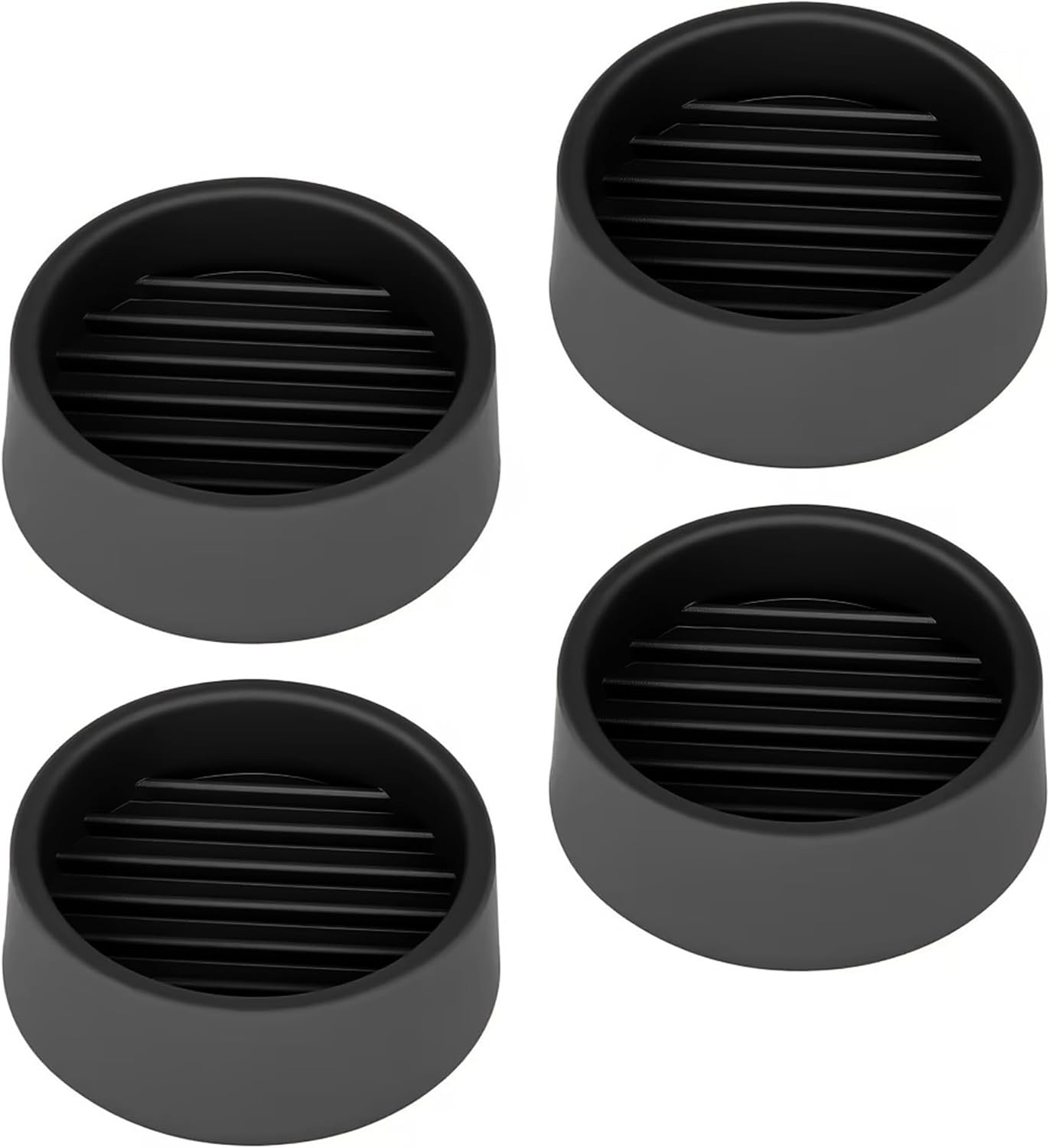 2X2 Round Rubber Caster Cups, Non Slip Furniture Pads - 4 Pack | Anti-Slip Gripper, Anti Skid Furniture Feet, Anti Slide Floor Protector for Bed Couch Table Chair Stoppers, Black