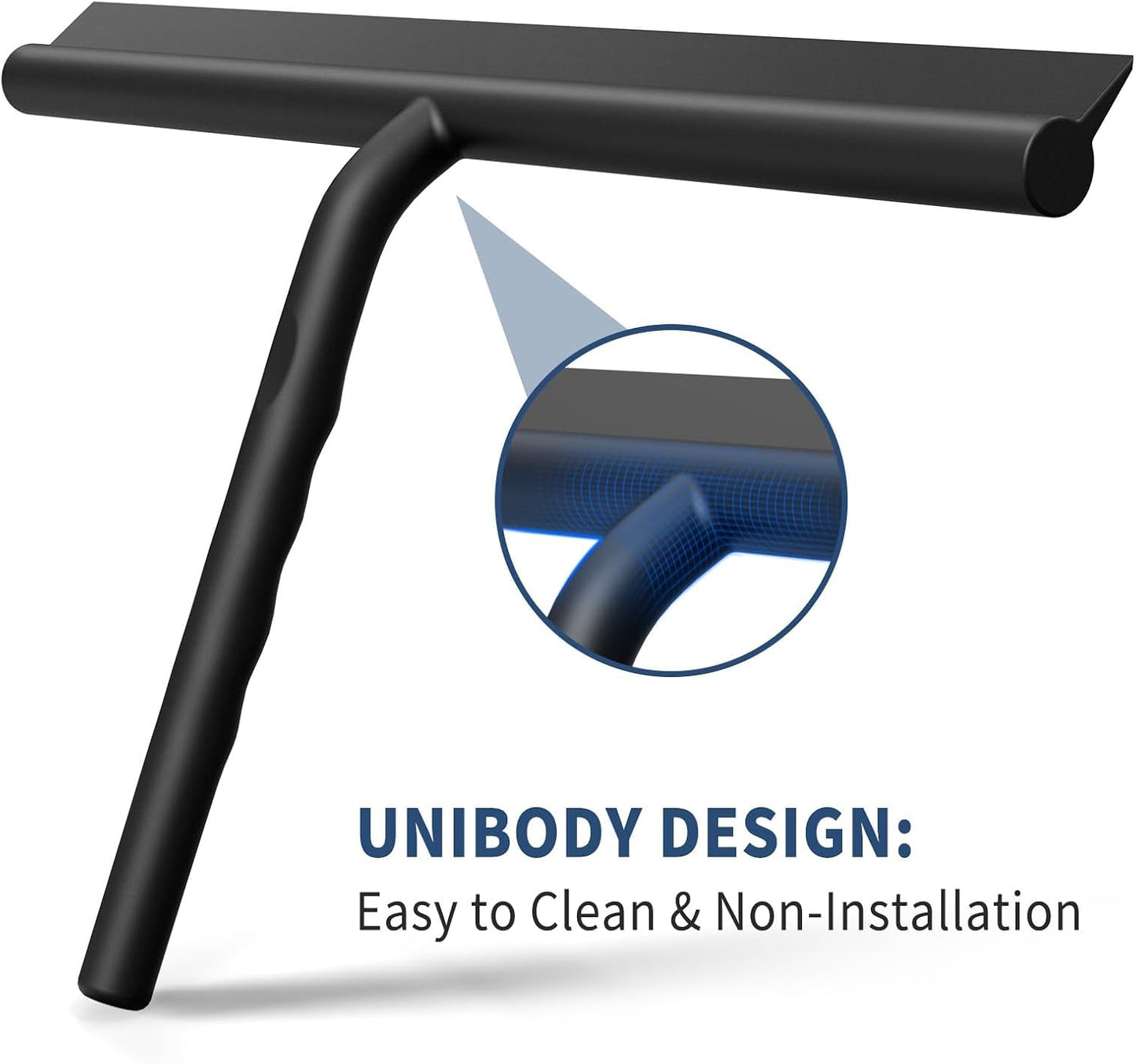 ecooe Shower Squeegee for Glass Doors,11" Shower Glass Cleaner | Silicone Streak-Free Wiper with Hanger and Stainless Steel Core for Bathroom, Kitchen & Car Windows, Black