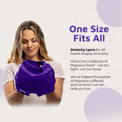 Magic Gel Migraine Ice Head Wrap - Real Migraine & Headache Relief | The Original Headache Cap | Cold, Comfortable, Dark & Cool; Endorsed by Physicians, Loved by Thousands - Purple
