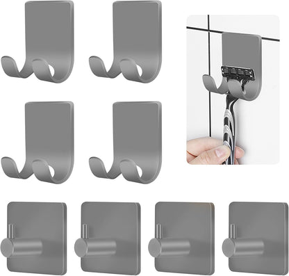 CGBE Shower Holders for Razors, 2 Pack Squeegee Holder and 2 Pack Razor Holder, Razors Holder for Shower Heavy Duty Waterproof Hook for Squeegee Loofah - Black