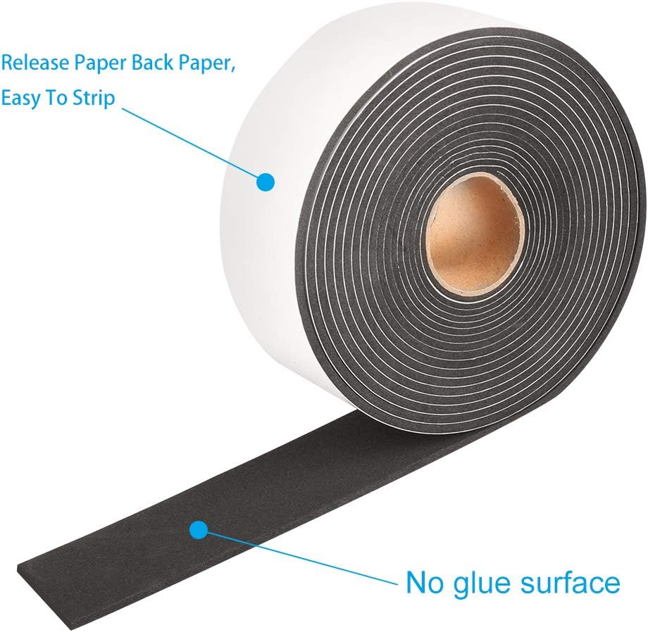 2 Rolls Foam Seal Tape for Door Window Insulation, Soundproof and Shockproof Foam Adhensive Strip, 3/8" Wx3/16 T Single Sided Foam Tape, Cold Air and Draft Closed Cell Seal Strip,Total 32FT