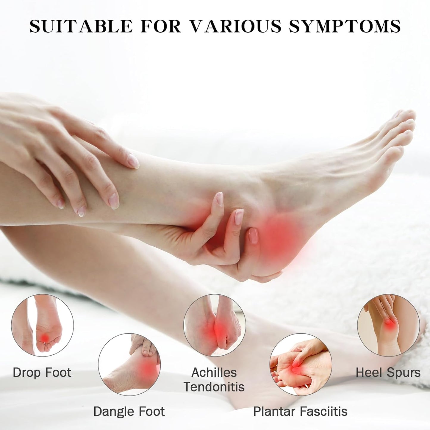 Upgraded Plantar Fasciitis Night Splint,Plantar Fasciitis Relief | Adjustable Straps,Supportive Foot Braces with Arch Cushion for Achilles Tendonitis, Heel Spur Pain Relief Day,Night (Black)