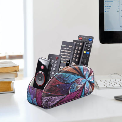 Pu Leather TV Remote Control Holder with 5 Compartments,Remote Caddy/Tray | Bedside Table Desk Storage Box/Organizer for Pen,DVD,Blu-Ray,Media Player,Heater Controller,Cosmetics,Glasses,Office Supplies