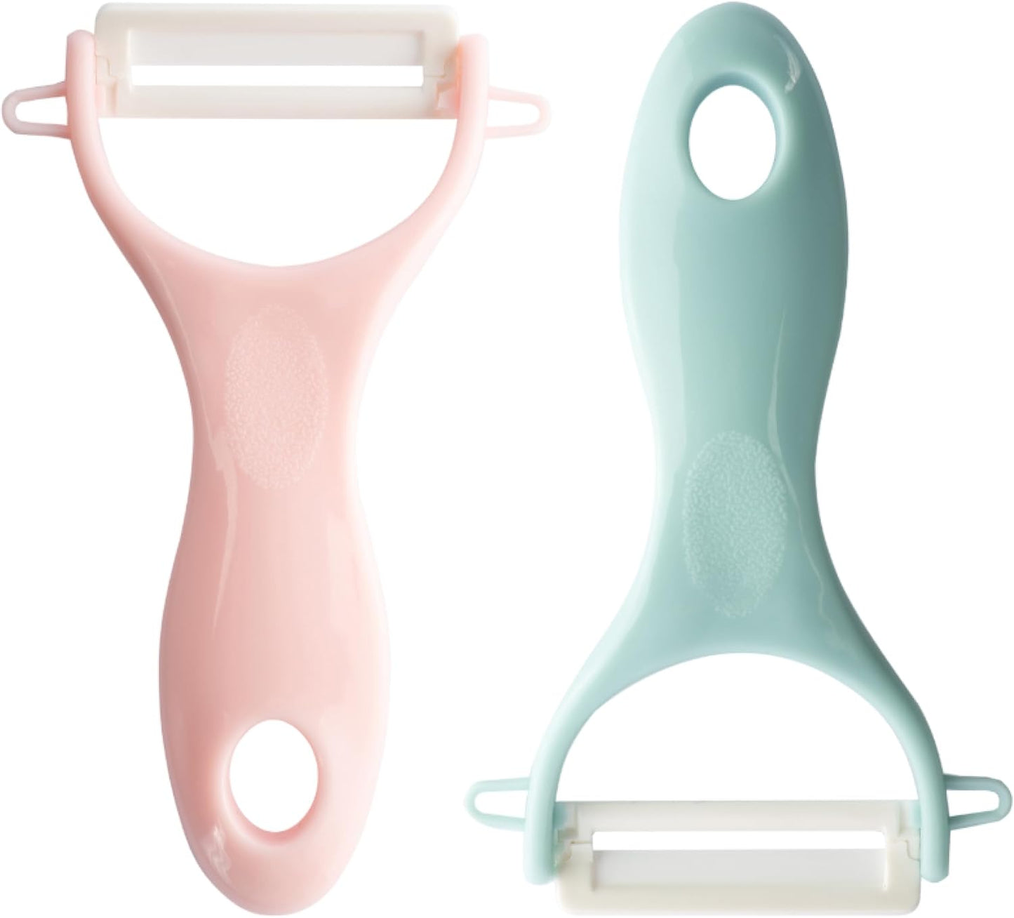 Vegetable Peelers Set of 2 - Ceramic Potato Peelers - Veggie/Fruit Peelers for Kitchen - Slicer with Sharp Blade for Carrot, Orange, Apple (Blue & Pink)