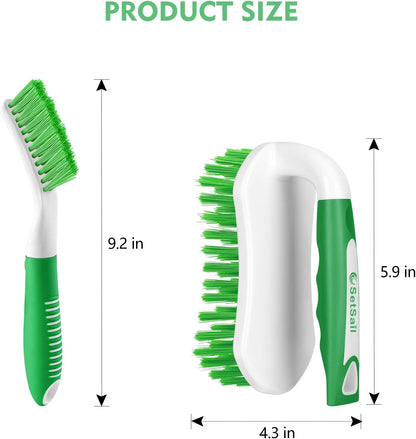 SetSail Scrub Brush, Heavy-Duty Scrub Brushes for Cleaning with Stiff Bristles Cleaning Brush for Shower, Bathroom, Carpet, Kitchen and Bathtub Scrubber - 2 Pack | Durable Bristles Ergonomic Non-Slip Tpr Grip. U-Style Hanging Loop for Storage. Use for