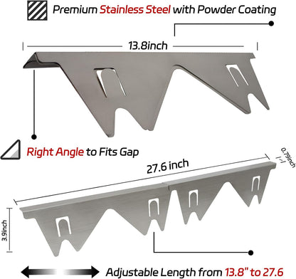 Stainless Steel Stove Gap Covers (2 Pack), Stove Gap Filler, Stove Counter Gap Guards for Kitchen, Range Trim Kit, Easy Clean with Heat Resistant, Adjustable Length 13.8” to 27.6”, Width 0.79"