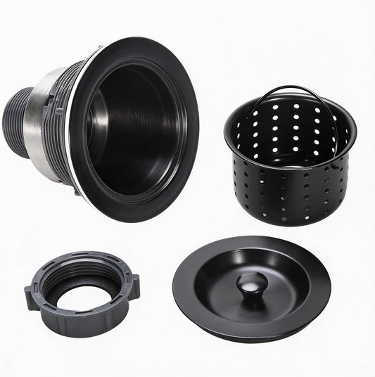 3-1/2 Inch Sink Drain Assembly Kit, Removable Deep Sink Strainer Basket with Sink Stopper/Sealing Lid for Home, Kitchen, Stainless Steel