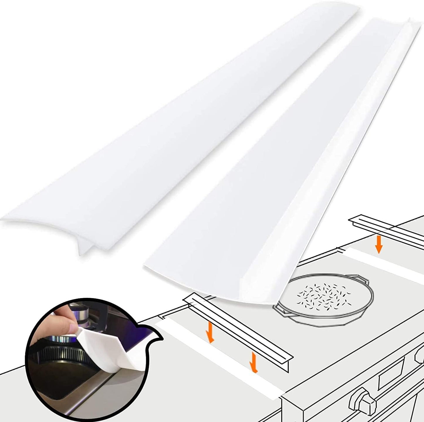 Silicone Gap Covers, (2 PCS) Silicone Stove Gap(21 Inches, Semi Clear) | Filler Stopper Kitchen Stove Gap Covers - Flexible Stoves Counter Gap Cover, Food Grade