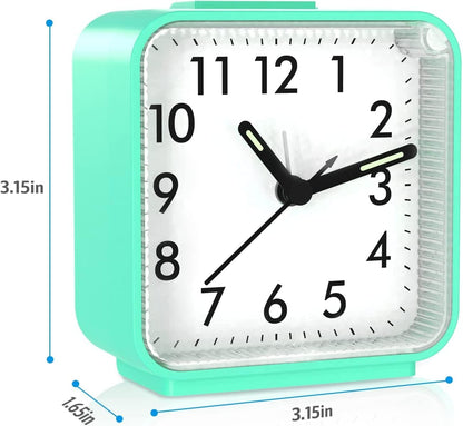 AMIR Analog Silent Non Ticking Small Clock, Travel Analog Alarm Clock