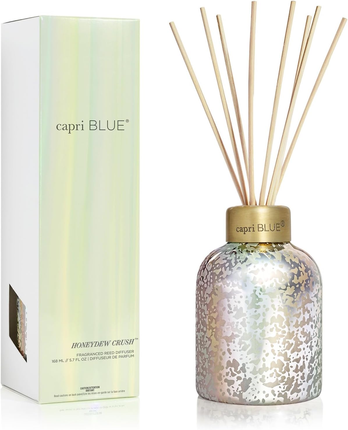 Capri Blue Reed Diffuser - Reed Diffuser Set Includes Scented Oil, Sticks, and Mercury Iridescent Glass Bottle - Home Decor Room Fresheners - Volcano (5.7 fl oz)