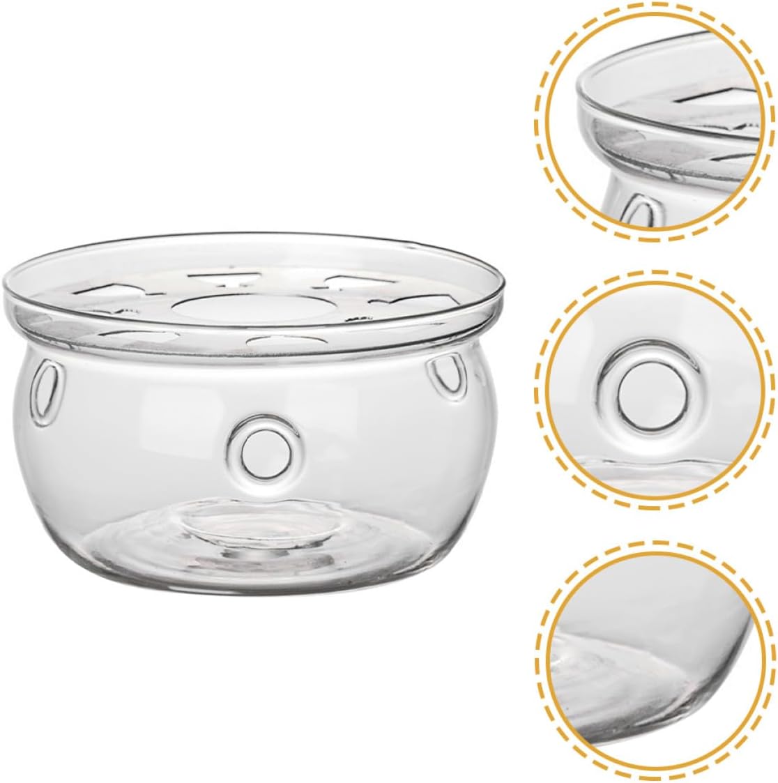 INOOMP Household Glass Teapot Warmer with Borosilicate Heating Base, Desktop Tea Warmer Accessory for Tea Ceremony and Restaurant Use, Heat-Resistant Glass Heating Stand