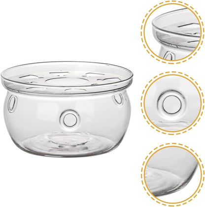 INOOMP Household Glass Teapot Warmer with Borosilicate Heating Base, Desktop Tea Warmer Accessory for Tea Ceremony and Restaurant Use, Heat-Resistant Glass Heating Stand