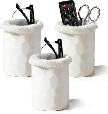 3 Pcs Plush Lined Eyeglass Holder for Nightstand, Silicone Bedside Eyeglasses Holder Stand - Desk Organizer with Soft Furry Lining, Anti-Scratch Storage Case for Table, Office