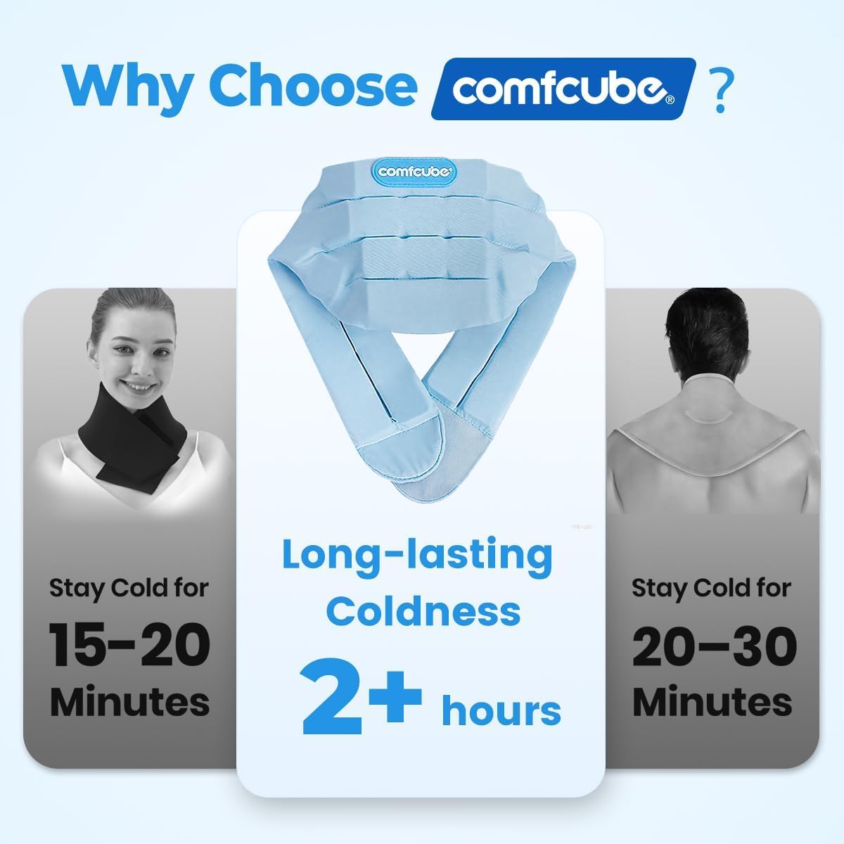 Comfcube Neck Ice Pack Wrap for 2 Hours of Cool Relief | Soft, flexible gel wrap; ideal for neck pain, hot flashes & post-surgery recovery.
