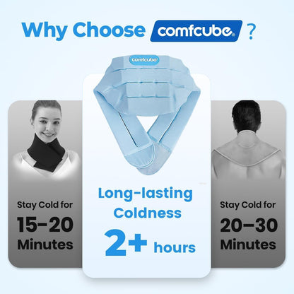 Comfcube Neck Ice Pack Wrap for 2 Hours of Cool Relief | Soft, flexible gel wrap; ideal for neck pain, hot flashes & post-surgery recovery.