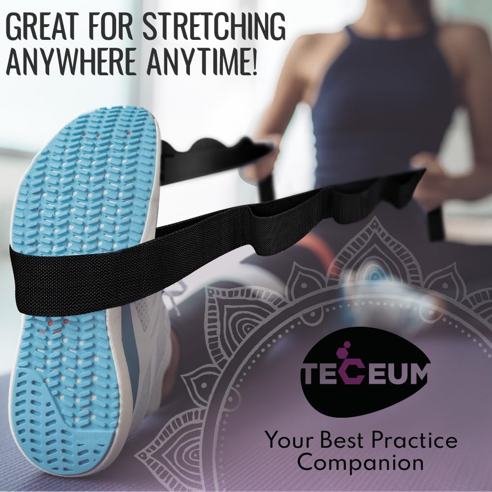 Stretching Strap with 10 Loops for Physical Therapy & Rehab | Non-Elastic Yoga Stretch Band for Hamstring, Leg, Hip & Knee Rehab, Pilates, Flexibility & Mobility Exercises for Men & Women
