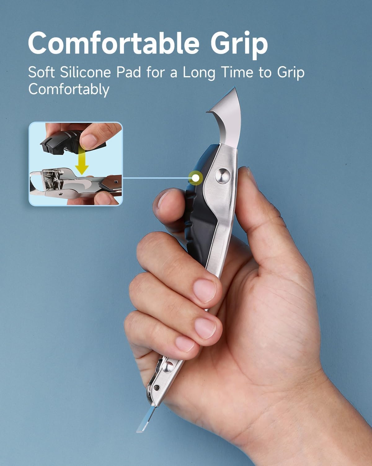 4 in 1 Silicone Caulking Tool Kit, Stainless Steel Caulk Remover Tool | Multi-Surface Use, Comfortable Grip, Plastic & Metal Scraper, 5 Exchange Silicone Pads, 3 Caulk Finishing Tools, Storage Bag