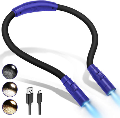 Rechargeable Hands-Free Neck Light with 3 Adjustable Color Modes, Black | Stepless Dimming, Flicker-Free Eye Protection, Flexible & Bendable, Long Battery Runtime, Protable Lightweight