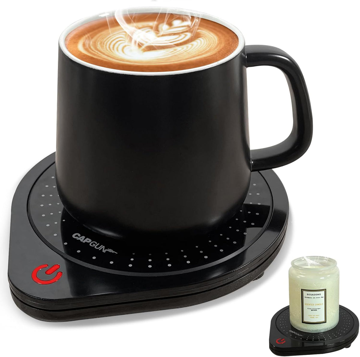 25W Electric Candle Warmer for Coffee Mugs, 75℃ Heating & Auto Shut-Off, Spill-Proof Desk Warmer for Beverages (White)