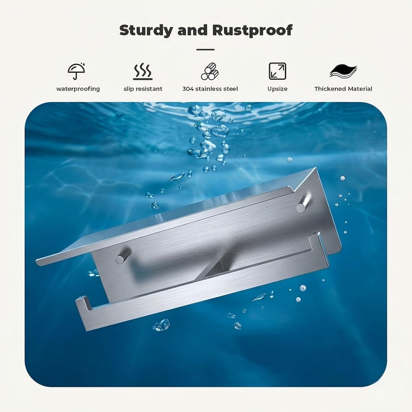 Double Toilet Paper Holder with Shelf, FreshGlow Large Tissue Holder Brushed Nickel, Wall Mount Commercial Toilet Paper Dispenser Phone Shelf Stainless Steel, Tissue Roll for Bathroom