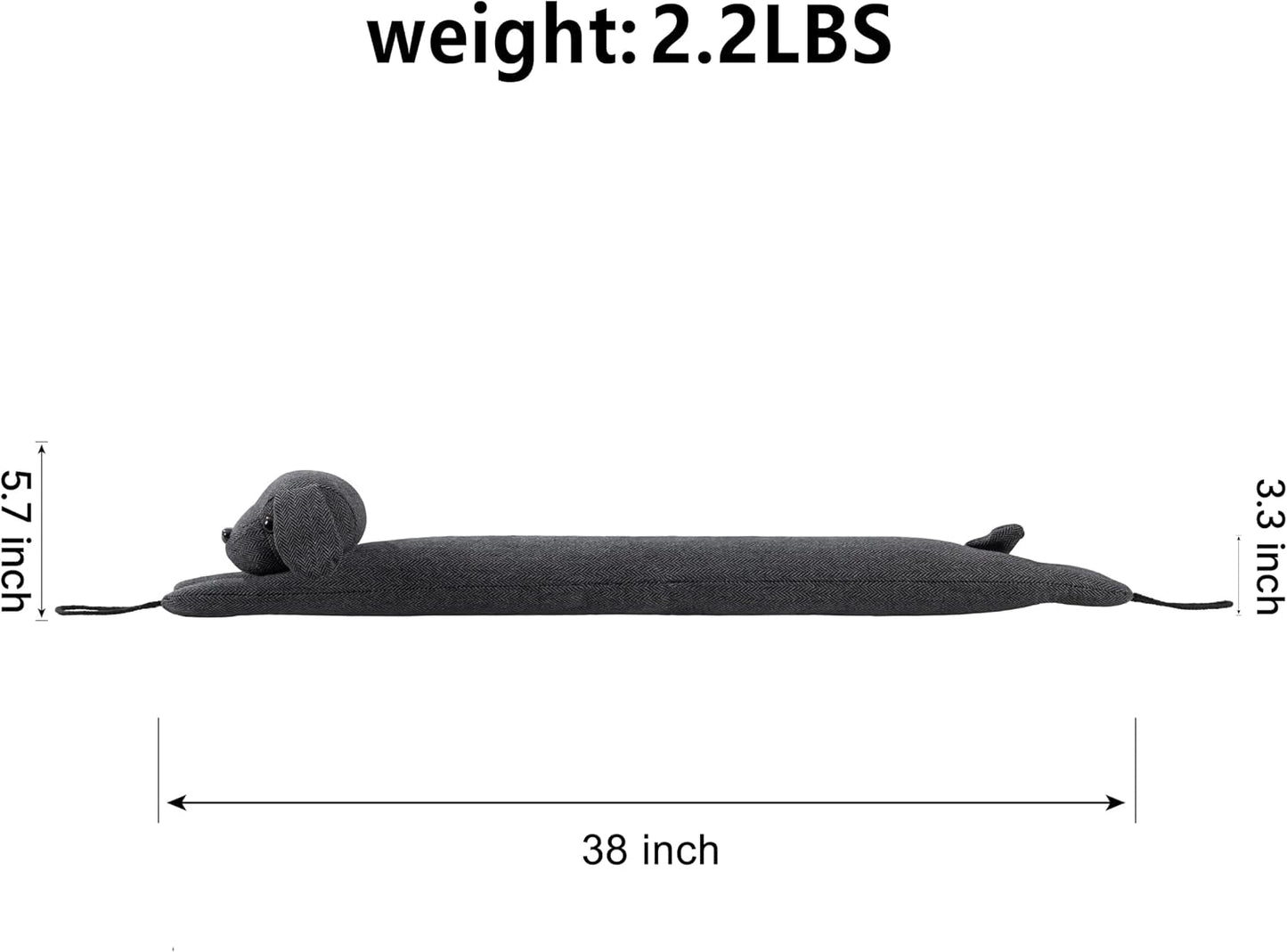 habibee Door Draft Stopper, Weighted Noise Blocker 38 in Coffee Dog | Robust Herringbone Fabric, Weighted Sandbags, Bouncy Cotton Filling, Blocks Light & Dust, Tool-free Setup, Animal Home Decor
