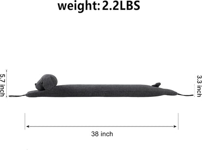 habibee Door Draft Stopper, Weighted Noise Blocker 38 in Coffee Dog | Robust Herringbone Fabric, Weighted Sandbags, Bouncy Cotton Filling, Blocks Light & Dust, Tool-free Setup, Animal Home Decor