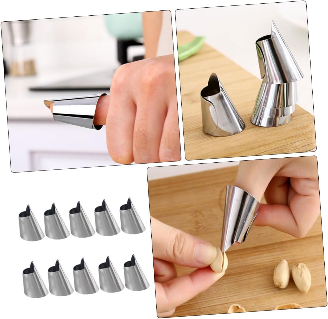 Gatuida 10pcs Vegetable Peeler Slice Finger Protectors Cutting Chopper Guards Reusable Stainless Steel Safety Finger Cover