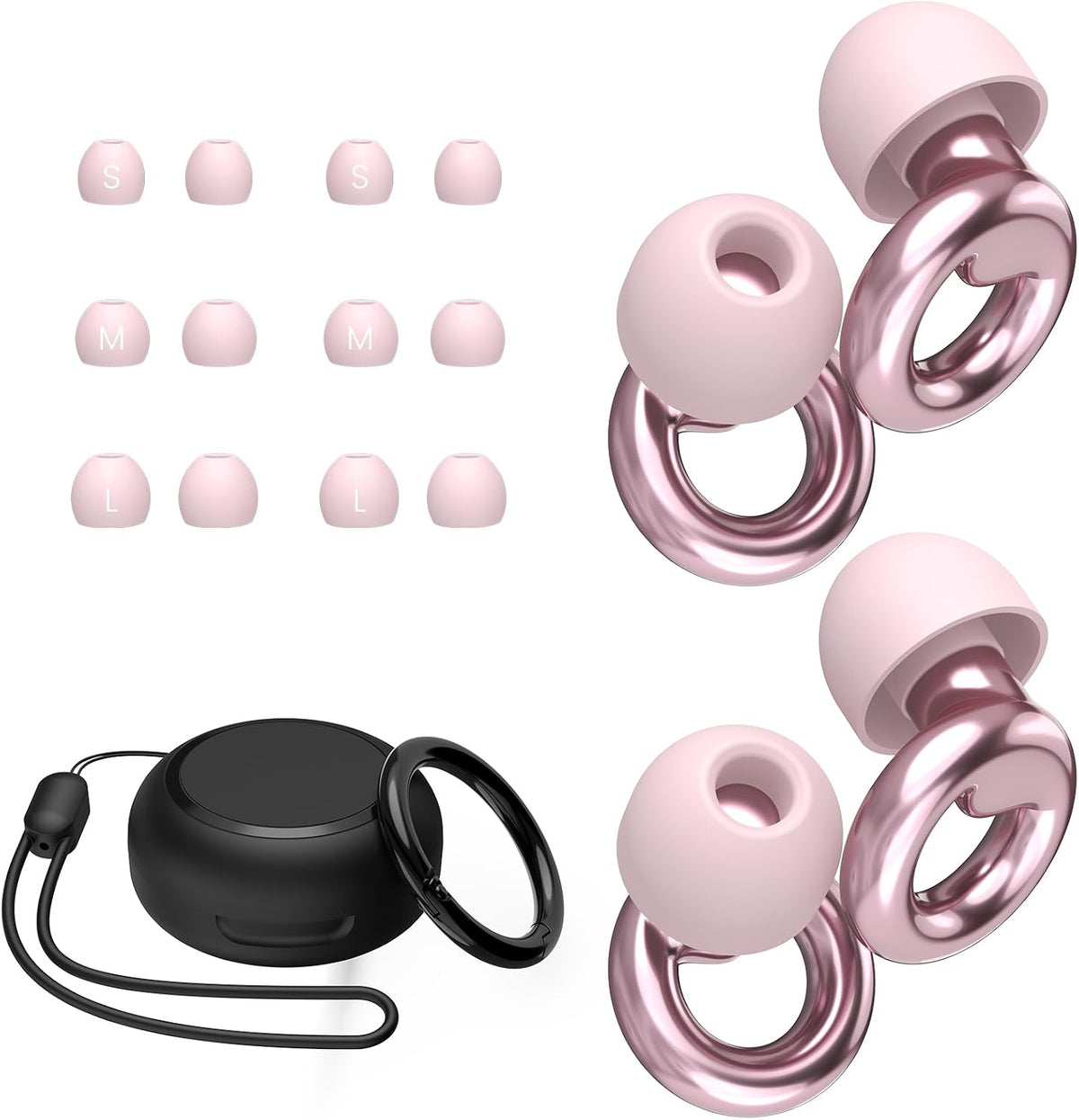 JUSTRVN Ear Plugs for Sleeping,2 Pairs of Stylish Reusable Noise Reduction Earplugs with 8 Pairs Tips & case,Hearing Protection Earplugs for Concert,Travel,Work,Live Events - 25dB-30dB