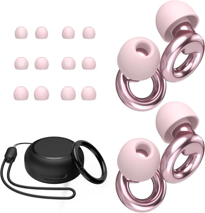 JUSTRVN Ear Plugs for Sleeping,2 Pairs of Stylish Reusable Noise Reduction Earplugs with 8 Pairs Tips & case,Hearing Protection Earplugs for Concert,Travel,Work,Live Events - 25dB-30dB
