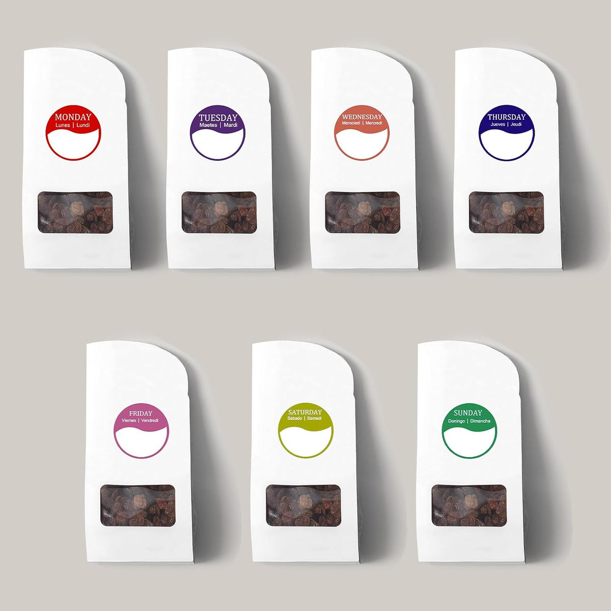 Day of The Week Stickers, 3500PCs Day Dots Food Labels Week Stickers for Planner, Restaurant Kitchen Containers Dispenser