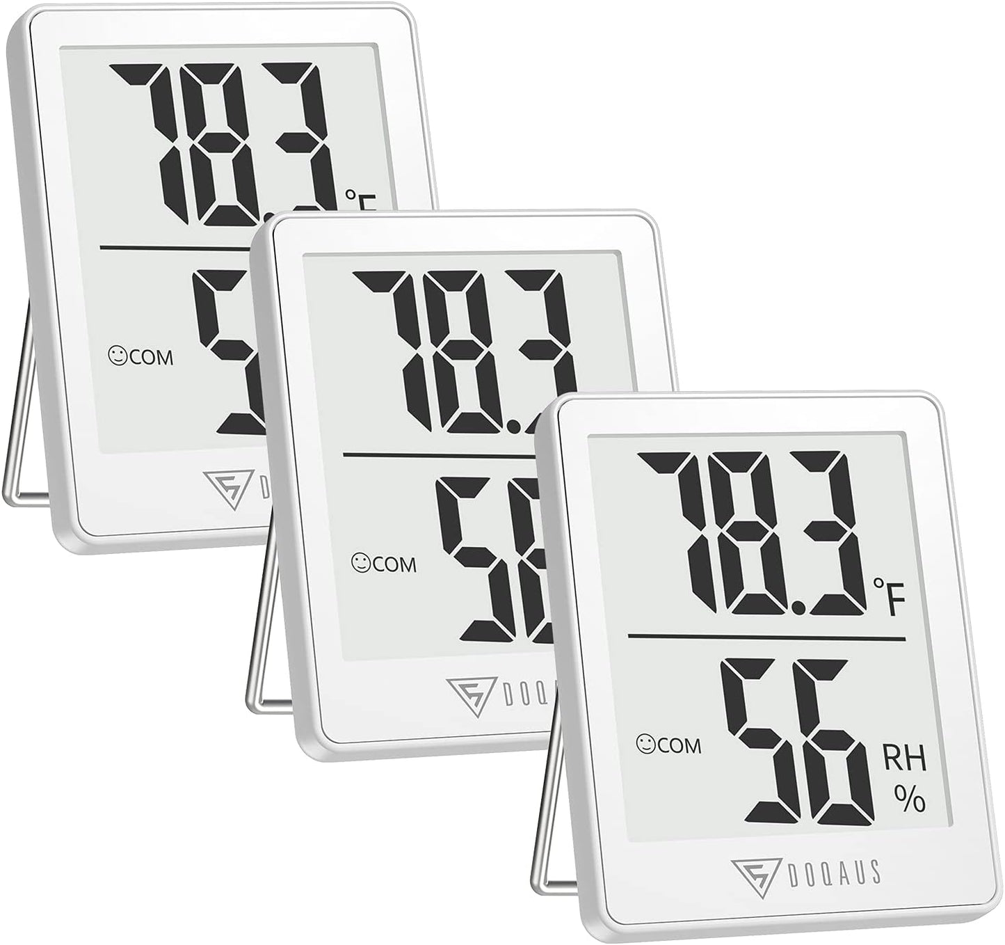 DOQAUS 3 Pack Digital Hygrometer Indoor Thermometer Humidity Monitor Black | Humidity Meter Mini Hygrometer with Accurate Temperature and Humidity Monitor for House, Baby Room, Greenhouse, Incubator