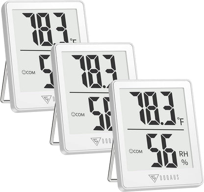 DOQAUS 3 Pack Digital Hygrometer Indoor Thermometer Humidity Monitor Black | Humidity Meter Mini Hygrometer with Accurate Temperature and Humidity Monitor for House, Baby Room, Greenhouse, Incubator