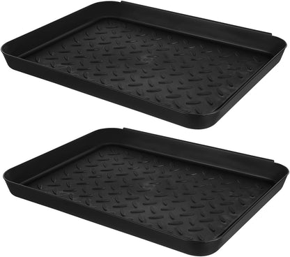 2 pack Wet Boot Tray 13.97 X 10.82 X 1.18 in Shoe Tray for Entryway Indoor Raised Edge Mud Shoe Mat for Floor Protection Lightweight Plastic Storage