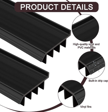 2 Pcs 3 Feet Brown Vinyl Door Bottom Adjustable Weatherstrip Door Bottom with Drip Cap Weatherproof Under Doors Seal for Gaps from 1/4'' to 9/16'' for 1 3/4'' to 2'' Thick Doors
