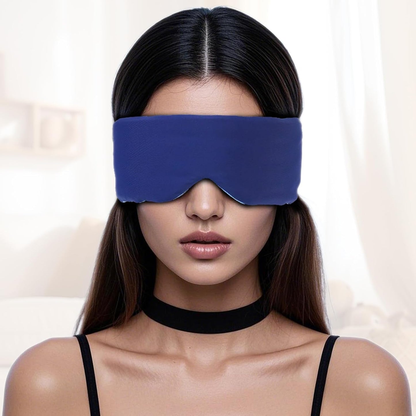 100% Blackout Sleep Mask for Side Sleepers &Travel | Zero Pressure Design, Dual-Sided Cooling/Warm Memory Foam, Adjustable Head Strap | Quiet Hook & Loop Closure