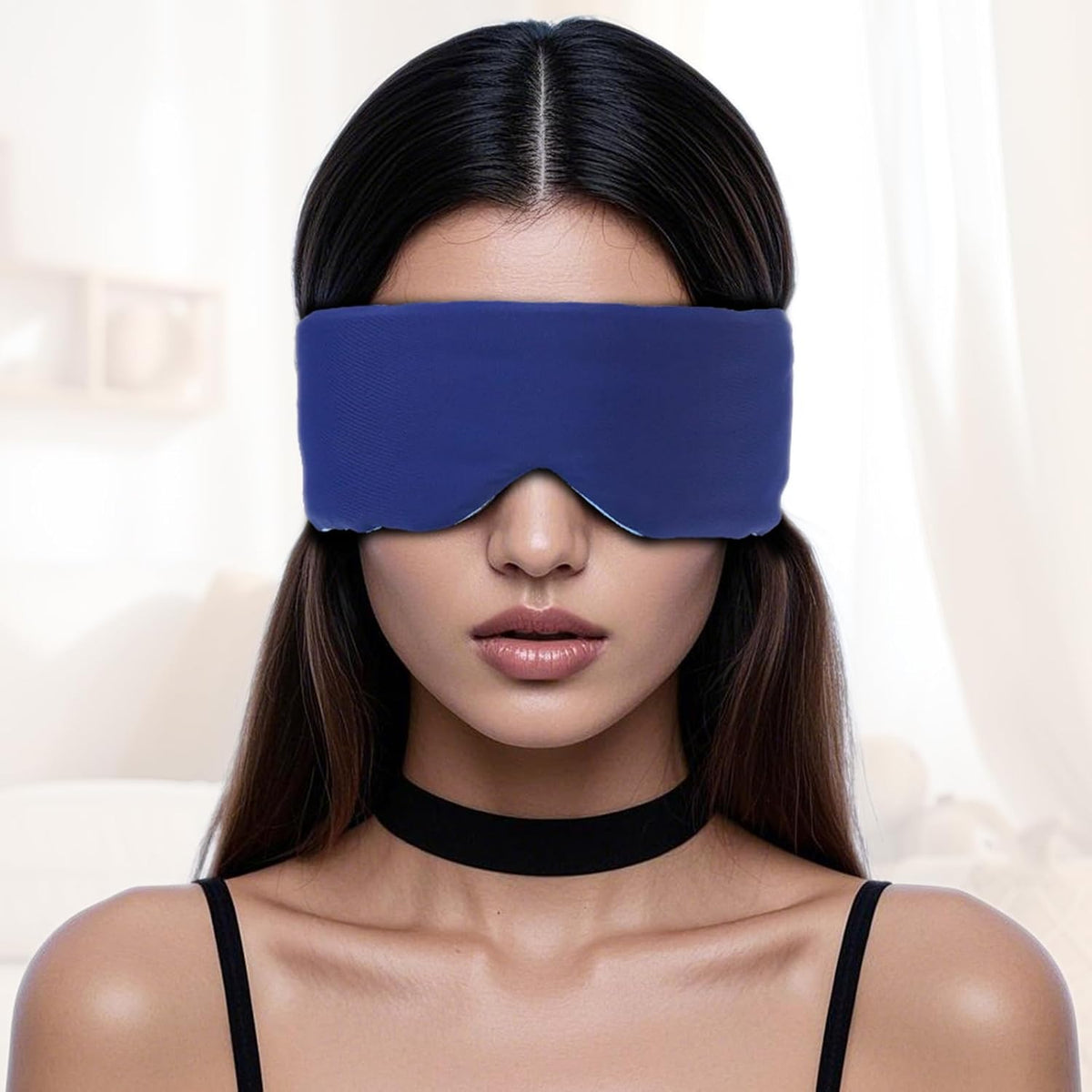 100% Blackout Sleep Mask for Side Sleepers &Travel | Zero Pressure Design, Dual-Sided Cooling/Warm Memory Foam, Adjustable Head Strap | Quiet Hook & Loop Closure