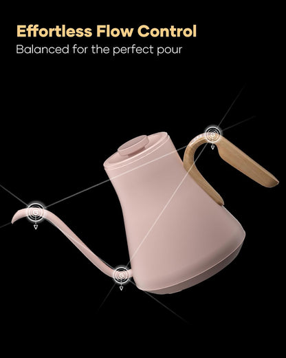 Cocinare Gooseneck Electric Kettle, ±1°F Precise Temperature Control, 1500W Fast Heating, Pour Over Coffee & Tea Kettle with Brew Timer & Keep Warm, Stainless Steel, 0.9L (Matte Black)