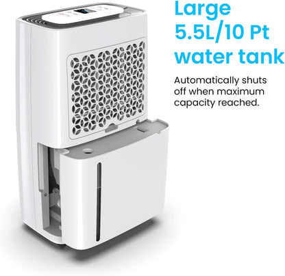 Pro Breeze Electric Mini Dehumidifier, 2200 Cubic Feet (250 sq ft), Compact and Portable for High Humidity in Home, Kitchen, Bedroom, Basement, Caravan, Office, Garage