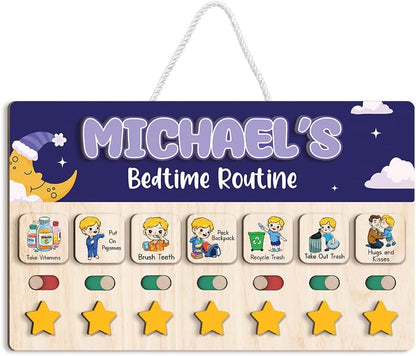 Wooden Chore Chart for Kids, Wooden Daily Routine Chart for Kids, Visual Schedule for Kids, Chore Reward Chart, Bedtime Morning Routine Chart for Toddlers